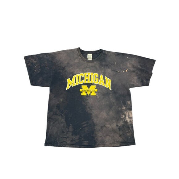 Vintage Y2K Gildan T-Shirt University of Michigan Tie-Dye Bleached College Sz XL - Picture 2 of 8
